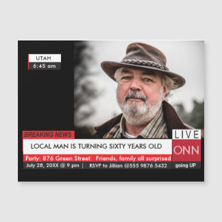 Men's Funny 60. Geburtstag 📺 TV News Magnetkarte