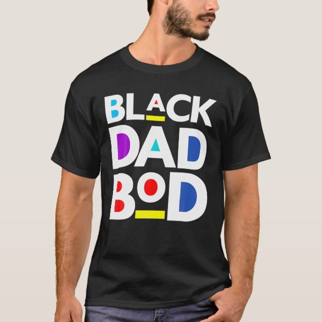 Mens Funny Black Vater Bod Fathers Trainingsübunge T-Shirt (Vorderseite)