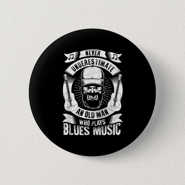 Mens Funny Blues Music Quote Button (Vorderseite)