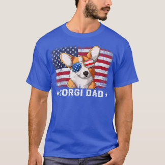 Mens Funny Corgi Vater Amerikanischer Flaggenfeier T-Shirt