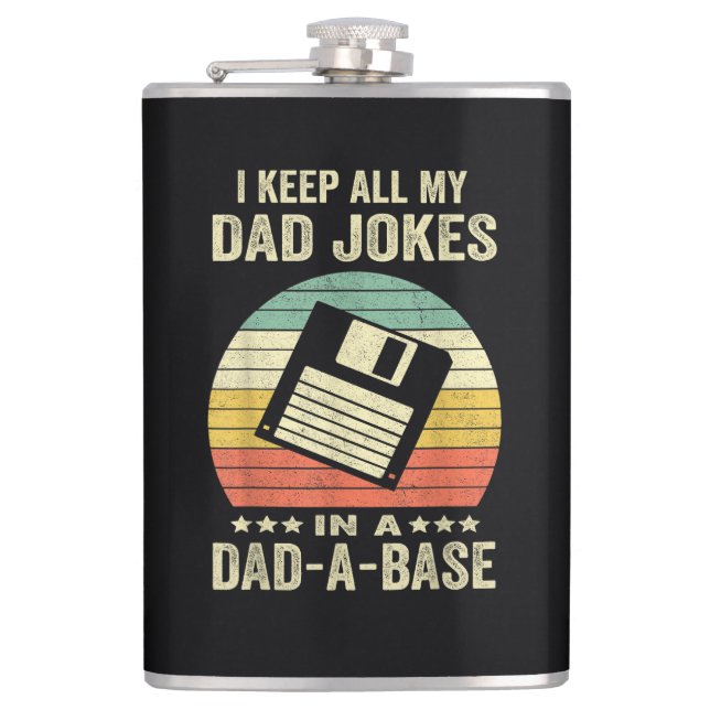 Mens Funny dad Jokes in dad-a-Base Flachmann (Vorderseite)