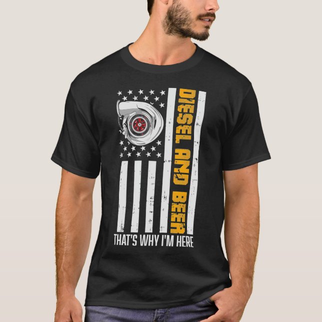 Mens Funny Diesel und Bier das ist, warum ich hier T-Shirt (Vorderseite)