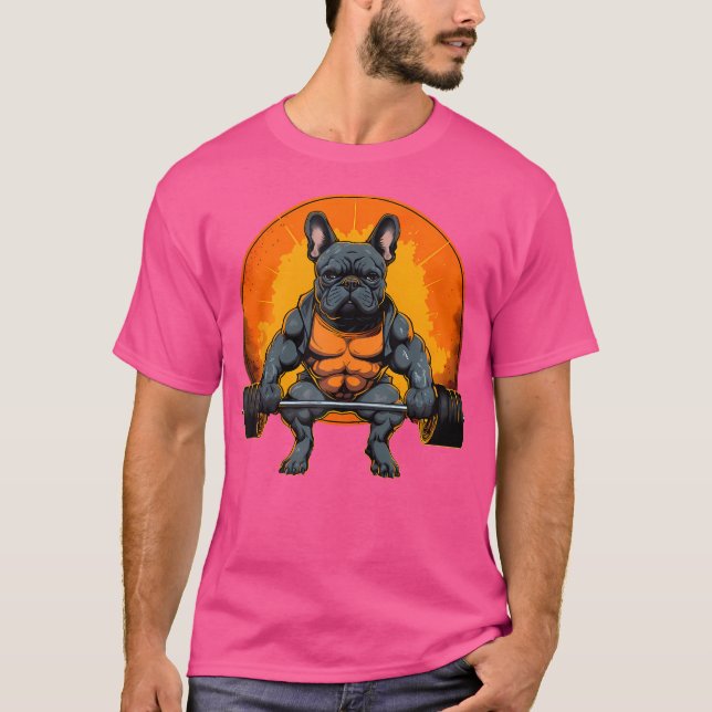 Mens Funny French Bulldog Fitness Gy T-Shirt (Vorderseite)