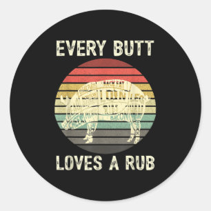 Mens Funny Hintern Lieben Rub Fleisch Grillen Rauc Runder Aufkleber