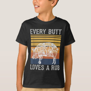 Mens Funny Hintern Lieben Rub Fleisch Grillen Rauc T-Shirt
