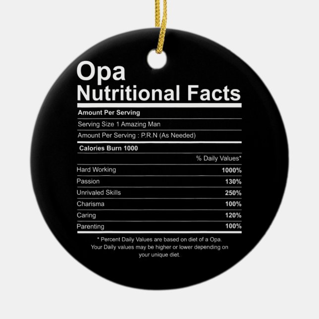 Mens Funny Opa Großvater Vater Ernährung Fakt Keramik Ornament (Vorne)
