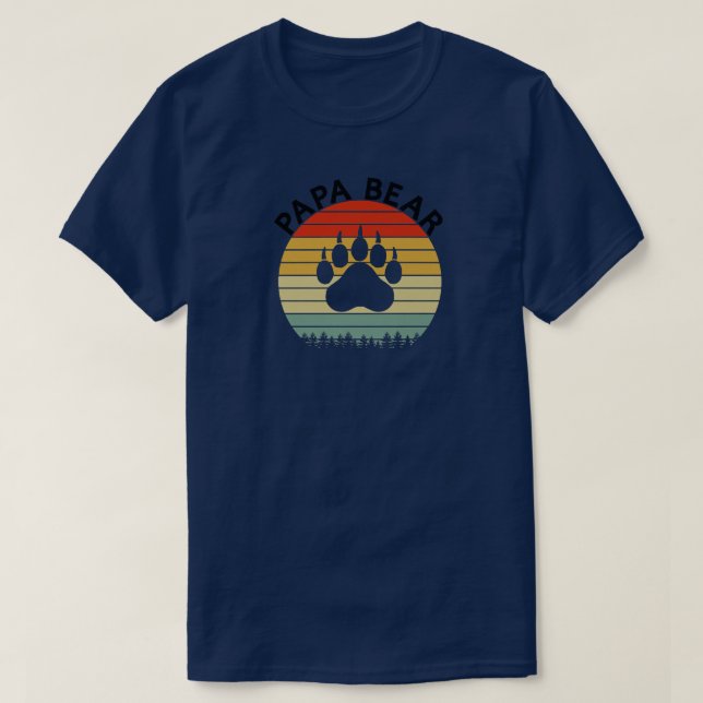 Mens Funny Papa Bären Paw Print Shirt Retro Sonnen (Design vorne)