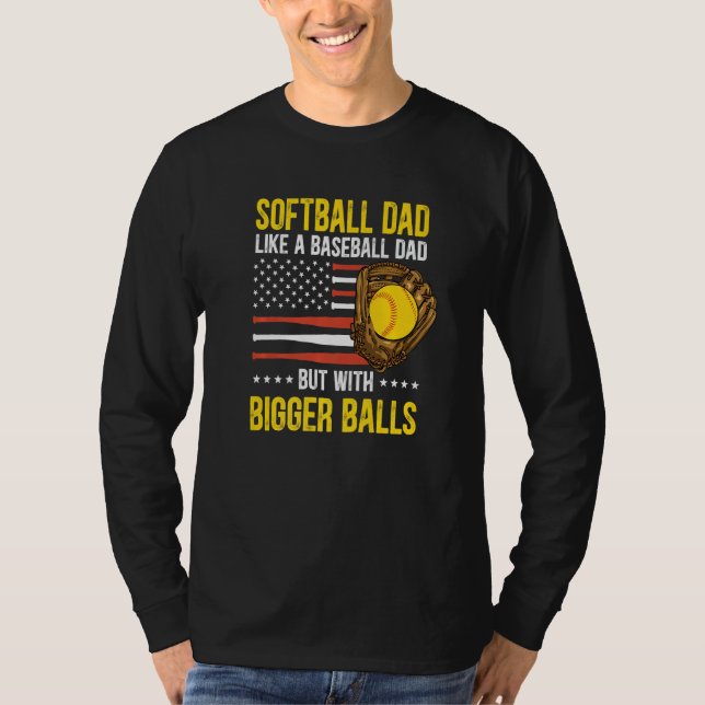 Mens Funny Softball Dad Like A Baseball Dad US Fla T-Shirt (Vorderseite)