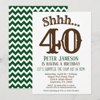 Mens Funny Überraschung Party Einladung Brown Gree