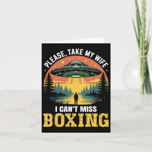 Mens Funny Ufo Boxing Joke Alien Entführung Retro Karte