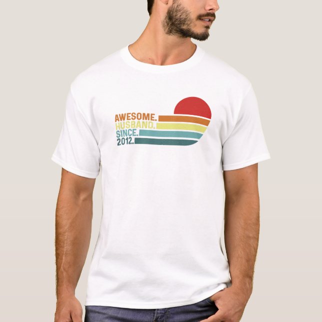 Mens Funny Vintage Wedding AnniversaryAwesome Husb T-Shirt (Vorderseite)