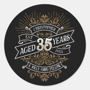 Mens Funny Whiskey 35. Geburtstag Runder Aufkleber