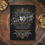 Mens Funny Whiskey 40. Geburtstag Einladung<br><div class="desc">Feiern Sie die großen 4-0 mit Stil und Spaß mit diesem Vintagen Whiskey Label-inspiriert Geburtstagsdesign. Die Typografie in Schwarz, Gold und Weiß ist verziert und elegant und verleiht ihr ein klassisches Retro-Vintages Ambiente. Ideal für den Mann (oder die Frau!) in Ihrem Leben, der ihre Lieben, Spirituosen, Bourbon und andere alkoholische...</div>