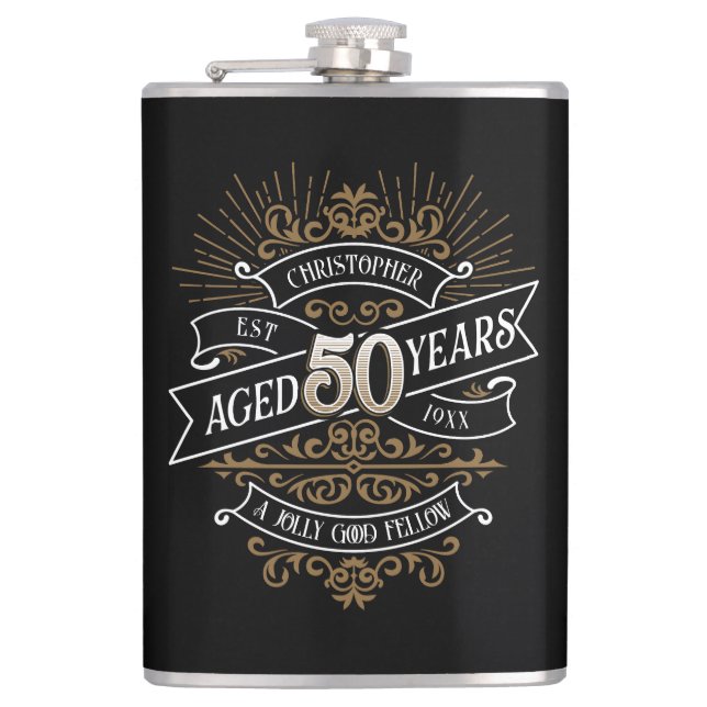 Mens Funny Whiskey 50. Geburtstag Flachmann (Vorderseite)