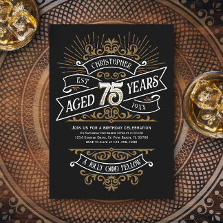 Mens Funny Whiskey 75. Geburtstag Einladung