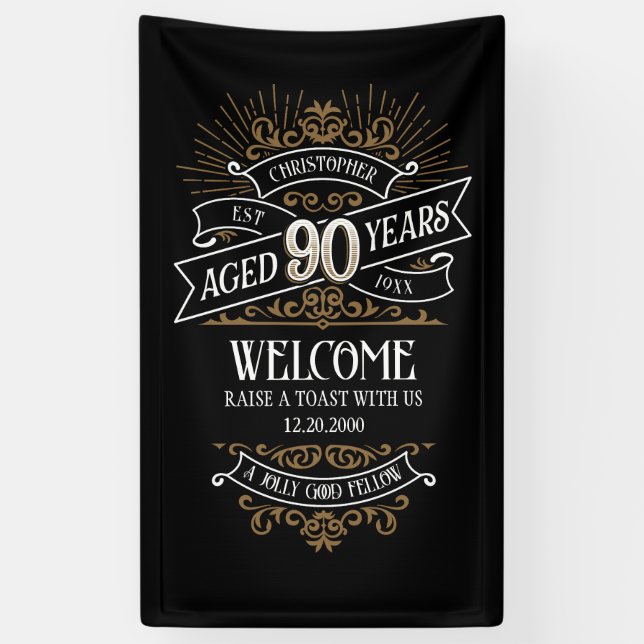 Mens Funny Whiskey 90. Geburtstag Banner (Vertikal)