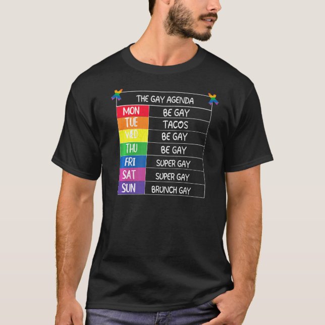 Mens Gay Agenda Lgbtq Pride Monat Unterstützung G T-Shirt (Vorderseite)