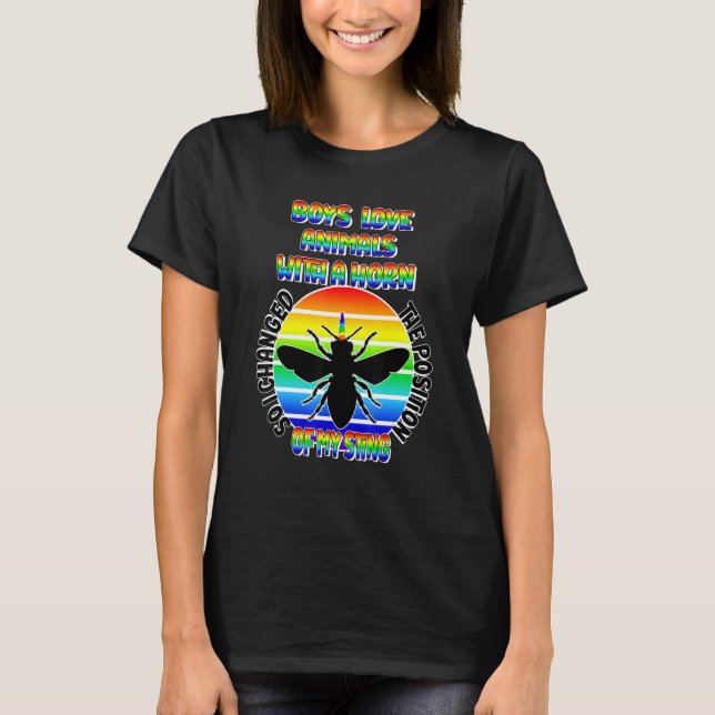 Mens Gay Boys Sting Beekeeper Rainbow Bee Pride LG T-Shirt (Vorderseite)