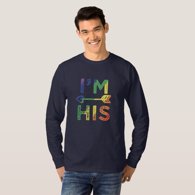 Mens Gay Couple Matching Ich bin sein LGBT-Pride T-Shirt (Vorne ganz)