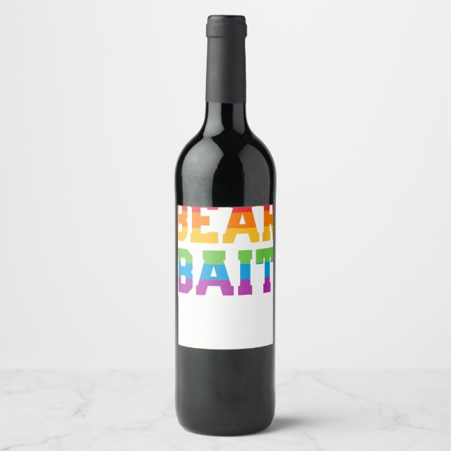 Mens Gay Cruise BEAR BAIT Rainbow Flag Gay Pride Weinetikett (Vorderseite)