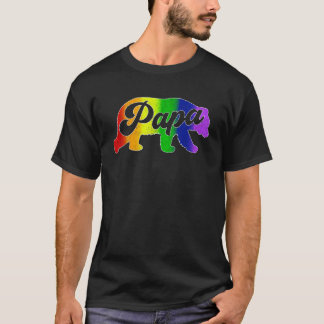Mens Gay Vater LGBT Pride Rainbow Papa Bärenvater T-Shirt