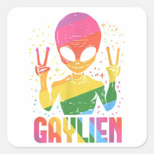 Mens Gaylien Geschenk für eine schwule Alien Lover Quadratischer Aufkleber