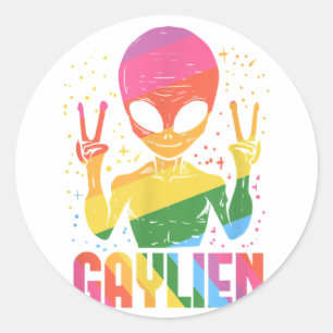 Mens Gaylien Geschenk für eine schwule Alien Lover Runder Aufkleber