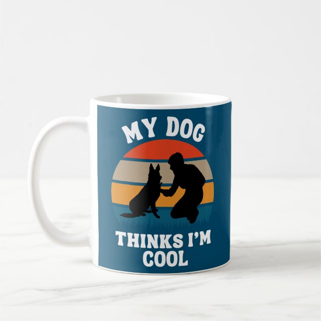 Mens German Shepherd My Dog denkt, ich bin Cooler  Kaffeetasse (Links)
