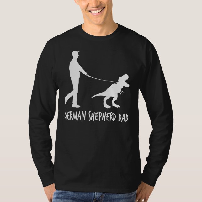 Mens German Shepherd Vater Dinosaur Gsd Eigentümer T-Shirt (Vorderseite)
