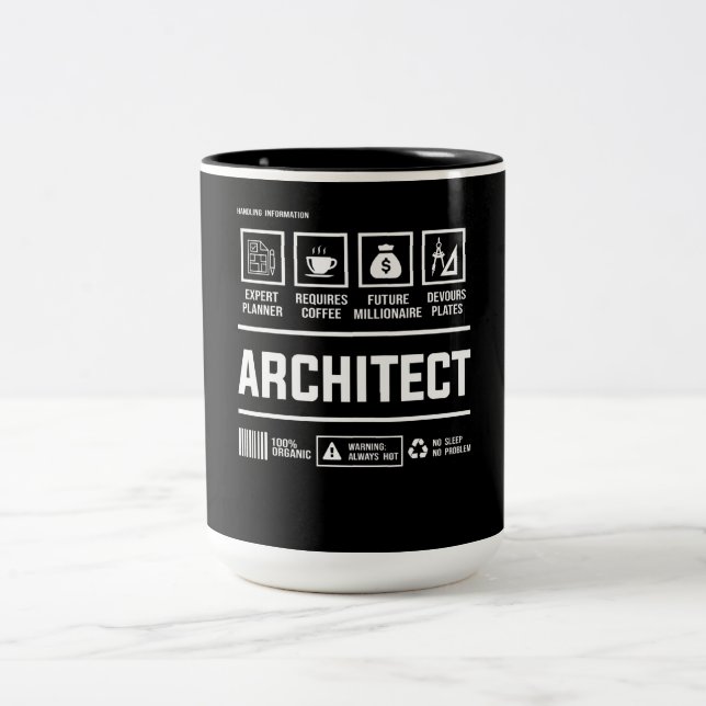 Mens-Geschenk für die Architektur Zweifarbige Tasse (Mittel)