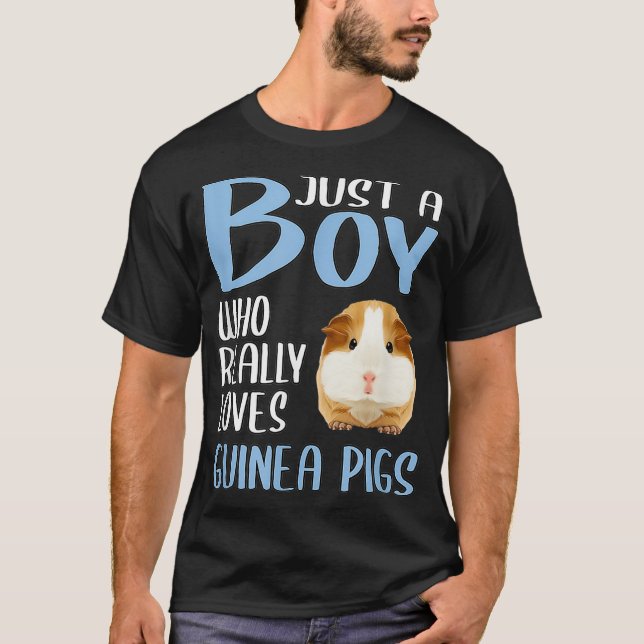 Mens Gift Cavy Just A Boy Who Really Loves Guinea  T-Shirt (Vorderseite)