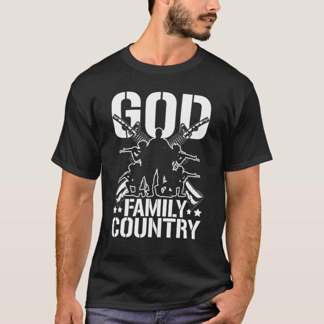 Mens God Family Country Guns Patriot Soldier 4. O T-Shirt (Vorderseite)