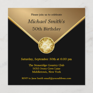 Mens Gold Black Elegant Jewel Geburtstag Einladung