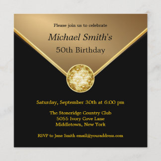 Mens Gold Black Elegant Jewel Geburtstag Einladung