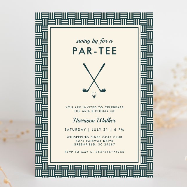 Mens Golf Birthday Party Any Age Modern Green Einladung (Von Creator hochgeladen)