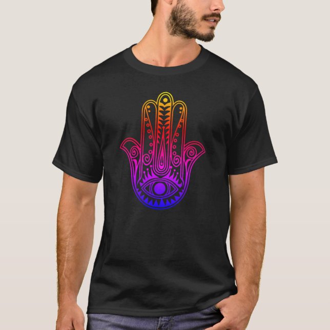 Mens Gradientennebel Hamsa und böser T - Shirt (Vorderseite)