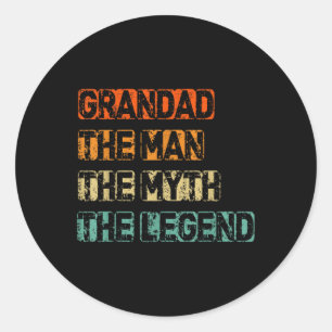 Mens Grandad Man The Myth Legend Vathers Day Runder Aufkleber