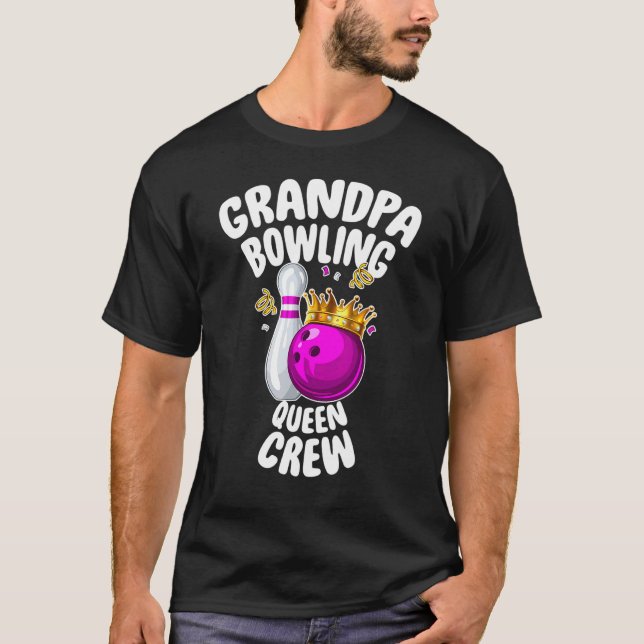 Mens Grandpa Bowling Königin Crew Match W T-Shirt (Vorderseite)