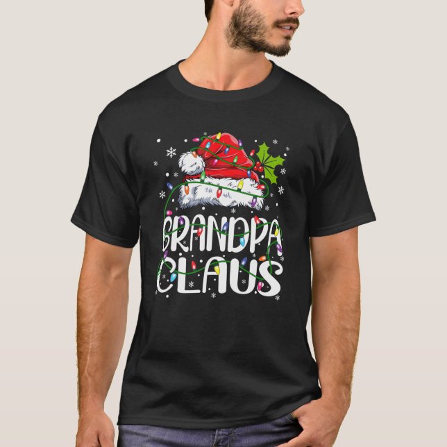 Mens Grandpa Claus Christmas Lights Pajama Family T-Shirt (Vorderseite)
