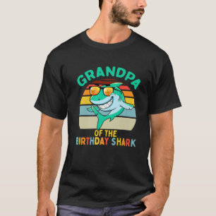 Mens Grandpa Matching Family Shark Birthday T-Shirt