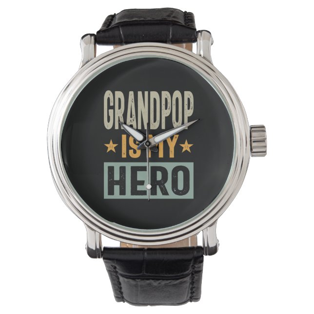 Mens Grandpop ist mein Held - Vater Opa-Geschenk Armbanduhr (Vorderseite)