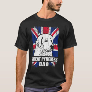 Mens Great Pyrenäen Vater Coole britische Flagge V T-Shirt