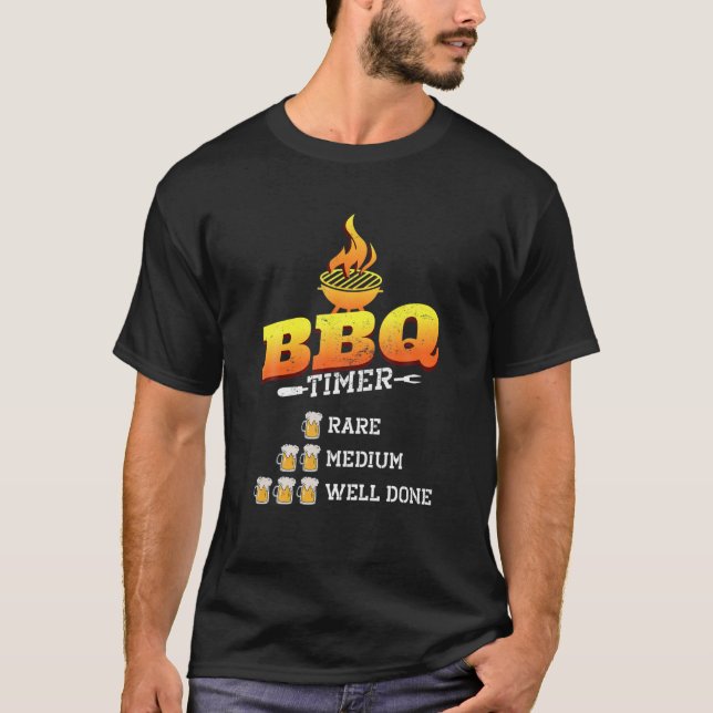 Mens GRILLEN Timer, Funny Steak Grilling and bier, T-Shirt (Vorderseite)