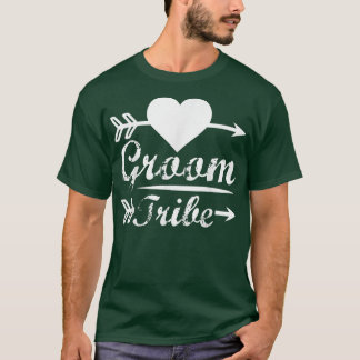 Mens Groom Stamm Matching Niedlich Arrow Heart Wed T-Shirt