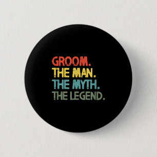 Mens Groom Wedding Bachelor Party Retro Vintag Button