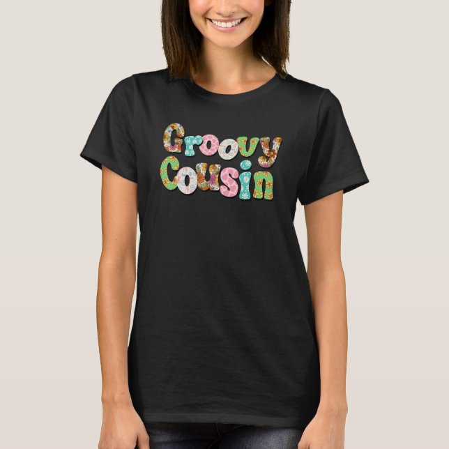 Mens Groovy Cousin 70er Ästhetische Nostalgie der  T-Shirt (Vorderseite)