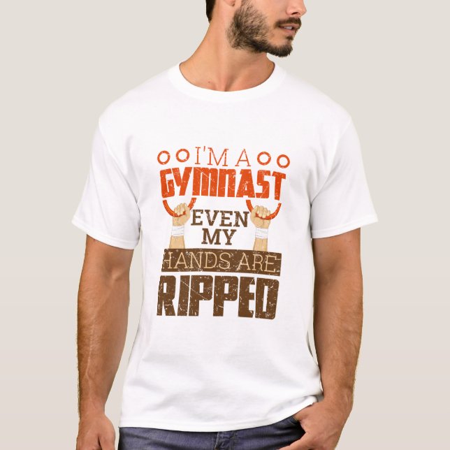 Mens Gymnastics Boy Gymnast Handgriff Ripped Rings T-Shirt (Vorderseite)