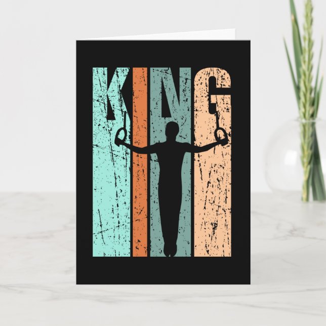Mens Gymnastics King Retro erschüttert Geburtstag Karte (Vorderseite)