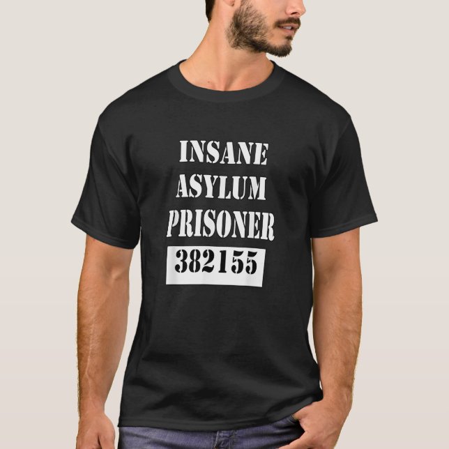Mens Halloween Gefängnis Kostüm Shirt Insane Asyl (Vorderseite)