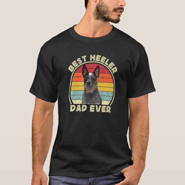 Mens Heeler Dad For Men Retro Blue Australian Catt T-Shirt (Vorderseite)